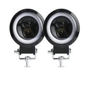 WIJHJET Fari Anteriori Faro Lavoro LED 3 Pollici Quadrato Rotondo Auto Halo Moto Per Jeep ATV SUV 12 V 24 V Angel Eyes Guida(2piece white and red)