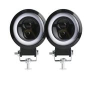 WIJHJET Fari Anteriori Faro Lavoro LED 3 Pollici Quadrato Rotondo Auto Halo Moto Per Jeep ATV SUV 12 V 24 V Angel Eyes Guida(2piece white and blue)