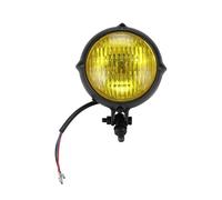 WIJHJET Per Chopper Per Bobber Per Cafe Per Racer 35W Moto Vintage Faro H4 3,5" Nero Illuminazione Lampada Bates FANALE ANTERIORE(Giallo)