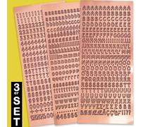 WIKAKERZEN Set di lettere maiuscole e minuscole con numeri per scrivere superfici lisce come candele per battesimo comunione o matrimonio (font dritto, rame)