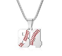 Wikavanli Collana personalizzata con maglia da baseball 00-99 - Collana con ciondolo a catena da baseball in acciaio inox, regalo per ragazzi, ragazze, uomini, donne, Acciaio inossidabile, Nessuna