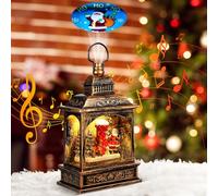 Wikay Lanterna di Natale Lanterna Musicale a LED con Globo di Neve di Natale con 8 Canzoni Natalizie per la Decorazione Domestica, Presa USB o alimentata a Batteria Decorazioni per la casa
