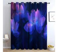 WIKEO 2 Pezzi Tende Oscuranti Flores hermosas por la noche Interni Isolanti Termiche con Occhielli Moderne Tenda Coprenti Tinta Unita per Camera da Letto e Soggiorno-A240 x L140 cm (2 Pannelli)