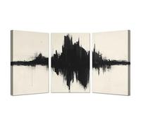 WIKEO 3 pezzi quadri astratti moderni Opere d'arte moderne con inchiostro nero Stampe Su Tela Soggiorno, Decorazioni Da Letto Bagno Cucina Ufficio Sala Da Pranzo Bar(nero)-30x50cmx3 Incorniciato