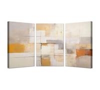 WIKEO 3 pezzi Quadri Moderni Astratti Stampe e Quadri su Tela Graffiti pittura retrò Murale Tela Wall Art, con per Bagno Cucina e Uffici Home Decor(Giallo)-60x80cmx3 Incorniciato
