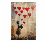 WIKEO Banksy Graffiti Poster Arte Astratta Stampa Su Tela Ragazza che innaffia le piante Pittura Moderna,Soggiorno cucina Decora Della Parete Immagine(Beige)-70x100cm Non incorniciato