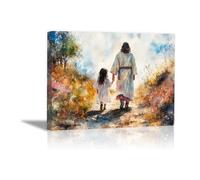 WIKEO Gesù Cristo quadri Immagini naturali di Gesù Ragazza Murale Su Tela Poster E Stampe Immagini di Arte Della Parete -per Soggiorno Camera Letto Ufficio(Blu 35)-40x60cm Incorniciato