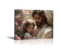 WIKEO Gesù Cristo quadri Ragazzo di montagna Gesù torna Murale Su Tela Poster E Stampe Immagini di Arte Della Parete -per Soggiorno Camera Letto Ufficio(Rosa 11)-70x100cm Incorniciato