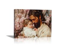 WIKEO Moderni Quadri Gesù, Gesù Ragazza Carina Arte Dipinto cristiano Poster con immagini religiose per camera da letto, soggiorno, ufficio, cucina - 30x40cm Incorniciato(rosa)
