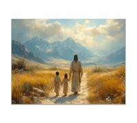 WIKEO Moderni Quadri Gesù, Immagini naturali di Gesù Bambino Dipinto cristiano Poster con immagini religiose per camera da letto, soggiorno, ufficio, cucina - 50x70cm Non incorniciato(Giallo)