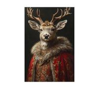 WIKEO Natale Pictures Quadri su Tela Murale manifesto dell'Alce Foresta Soggiorno Home Decor, Quadro su tela vintage, Decorazione parete per opere d'arte moderna(Oro 6)-60x90cm Non incorniciato