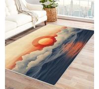 WIKEO Piccolo tappeto vintage interni Tramonto astratto sull'oceano neutro antiscivolo, per soggiorno, lavabile camera da letto, ufficio, sala da pranzo, bagno(Beige)-150x240cm