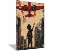 WIKEO Quadri Moderni Graffiti Art BANKSY Poster della città di Graffiti Boy Soggiorno Parete Stampa su tela Canvas Decorazione Murale, Arredo Camera da letto Cucina(nero)-40x60cm Incorniciato