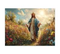 WIKEO Stampe artistiche su tela di Gesù Gesù apre le mani Pittura Poster D'epoca Immagini di Arte Della Parete Soggiorno Camera da Letto(Blu 68)-70x100cm Non incorniciato