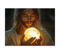 WIKEO Stampe artistiche su tela di Gesù Murale di Gesù di notte Pittura Poster D'epoca Immagini di Arte Della Parete Soggiorno Camera da Letto(Oro 4)-80x120cm Non incorniciato