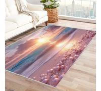 WIKEO Tappeti Moderni Soggiorno Bella spiaggia moderna Vintage Salotto Grandi Dimensioni Tappeto Stile moderno a pelo corto, per soggiorno e camera da letto(Blu 99)-150x180cm
