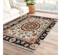 WIKEO Tappeto Moderno e Morbido per Soggiorno a Pelo Corto Lavabile Fiori astratti dei graffiti per ufficio, sala da pranzo, bagno, Antiscivolo Facile da Pulire(Oro 1)-180x270cm