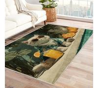WIKEO Tappeto Moderno e Morbido per Soggiorno a Pelo Corto Lavabile Simpatici animali da spiaggia rilassanti per ufficio, sala da pranzo, bagno, Antiscivolo Facile da Pulire(Verde - 79)-60x90cm