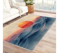 WIKEO Tappeto vintage interni Tramonto astratto sull'oceano neutro antiscivolo, per soggiorno, lavabile camera da letto, ufficio, sala da pranzo, bagno, cucina(Beige)-120x180cm