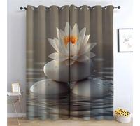 WIKEO Tende vintage motivo floreale Bellissimi fiori in acqua stile rustico, opache Tende, per cucina, soggiorno, casa di campagna, set da 2 pezzi-A140 x L110 cm (2 Pannelli)