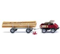 Wiking 087006 Unimog Rimorchio Legname Lungo U 411 Rosso 1:87 Nuovo IN Conf