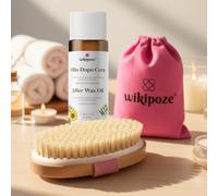 WIKIPOZE Kit Corpo Completo - Olio Dopo Cera 50ml con Oli Vegetali Lenitivi + Spazzola Corpo a Secco in Setole Naturali - Set Dry Brushing e Trattamento Post Depilazione