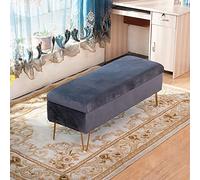 WIKKASSEIR Panca Contenitore Imbottita in Velluto, Moderno Pouf Contenitore Rettangolare in Peluche, Panca con poggiapiedi Trapuntata, Panca divanetto per Ingresso Soggiorno-Grigio Scuro 80x4