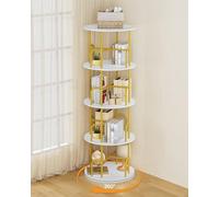 WikLiy Libreria girevole, libreria angolare a 4 ripiani per piccoli spazi, libreria da pavimento, scaffale in legno a 360 espositori, organizer per camera da letto, studio, soggiorno, fai da te