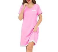 Wikoan Camicia da Notte da Donna con Scollo a V Abito Lungo Morbido Abbigliamento da Notte Estivo,Rosa Chiaro,XL