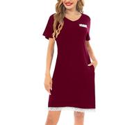Wikoan Camicia da Notte da Donna con Scollo a V Abito Lungo Morbido Abbigliamento da Notte Estivo S-3XL