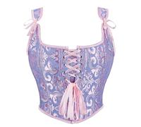 Wikoan Corsetto da Donna Top in Stile Gotico Bustino in Stile Principessa,Rosso-Blu,S