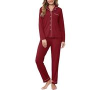 Wikoan Pigiama da Donna Invernale a Righe da Donna 2 Pezzi | Maniche Lunghe e Pantaloni Lunghi