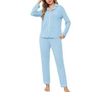 Wikoan Pigiama da Donna Invernale a Righe da Donna 2 Pezzi | Maniche Lunghe e Pantaloni Lunghi