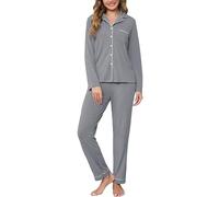 Wikoan Pigiama da Donna Invernale a Righe da Donna 2 Pezzi | Maniche Lunghe e Pantaloni Lunghi
