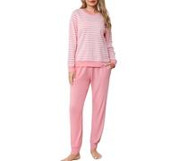 Wikoan Pigiama da Donna Invernale Comodo Caldo Set Pigiami,Rosa Chiaro,M