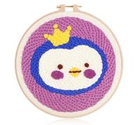 WIKOGDFE Punch Needle Ricamo per principianti, simpatico pinguino, punch needle Starter Craft Set con 20 cm, set da ricamo a mano per adulti, perfetto per festival e decorazioni