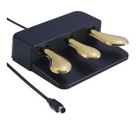 WikrOck Unità portatile a 3 pedali per pianoforti elettrici tastiere, pedale Soft & Sostenuto e Sustain, 3 pedali compatibile con pianoforti digitali Yamaha P125 P121 P515 DGX670 (nero + oro)