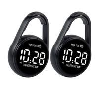 Wilafury Orologio da Tasca Digitale da 2 Pezzi, Piccolo Orologio elettronico a LED, Mini da Tasca a LED Che Illumina al Buio, Portachiavi per Zaini, Cinture, Nero