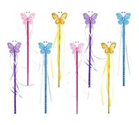 Wilafury Set da 8 Bacchette da Principessa, Bacchette da Fata a Forma di Farfalla, Glitterate da Principessa con Nastri per Bambine, Accessori per Costumi, Giochi di Ruolo e bomboniere, Articoli