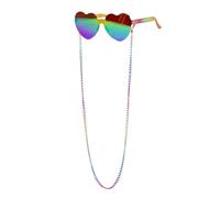 WILBERS & WILBERS 20172 - Occhiali con catena, lenti a forma di cuore, per uomo e donna, accessorio per festival, carnevale, outfit estivo
