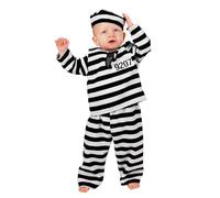 WILBERS & WILBERS 3038 - Costume da detenuto per bambini, bianco e nero, completo da prigione per neonati e bambini piccoli, Carnevale