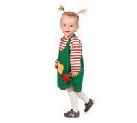 WILBERS & WILBERS 3483 - Abito verde per bambine, con tasca e maniche a righe, costume per neonati e bambini piccoli, Carnevale