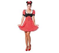 WILBERS & WILBERS 4067 - Costume da Minnie da donna, abito a pois con maniche a sbuffo, costume da topolino dei cartoni animati per Carnevale, feste a tema