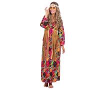 WILBERS & WILBERS - 4456 - Abito hippie, lungo, flower power, anni '60, costume carnevale donna, look da festival