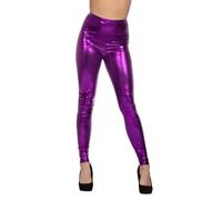WILBERS & WILBERS - 4653 - Leggings metallizzati da donna, pantaloni lucidi in comodo tessuto elasticizzato, per festival e carnevale