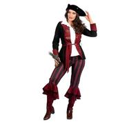 WILBERS & WILBERS 4806 - Costume da pirata da donna, con mantello, pantaloni, cintura, outfit da pirata per Carnevale, festa a tema