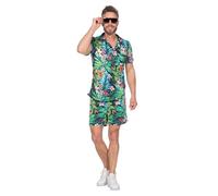 WILBERS & WILBERS - 5040 - Set da festa con stampa hawaiana, camicia e pantaloni, completo da festa per uomo, completo estivo
