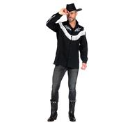 WILBERS & WILBERS 5304 - Camicia western retrò da uomo, nera, da cowboy, per feste a tema Wild West