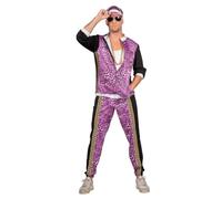 WILBERS & WILBERS 5601 - Tuta da ginnastica da uomo, giacca e pantaloni con motivo leopardato, outfit anni '80 per carnevale, festival