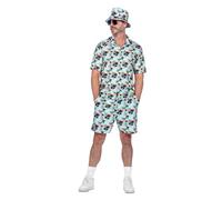 WILBERS & WILBERS 5679 - Set da festa per uomo, motivo palma, pantaloncini, camicia, completo da festa, per festival, carnevale